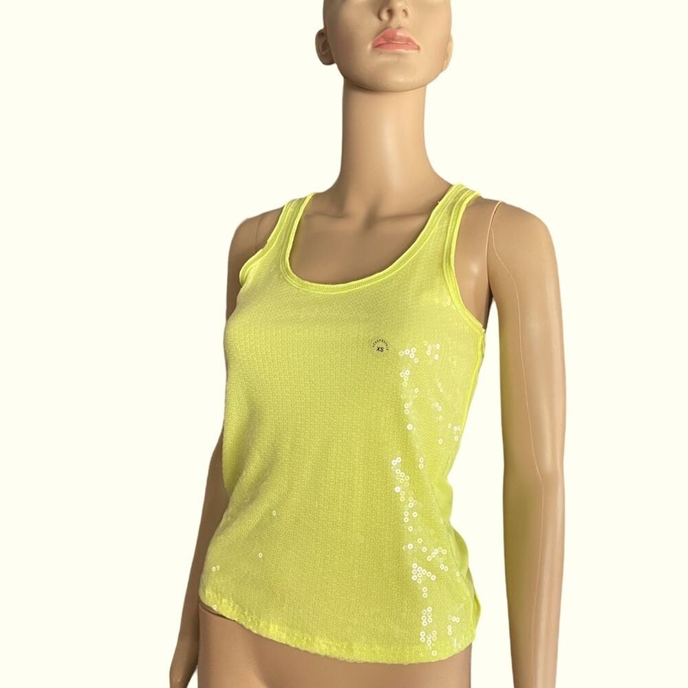 NWT Aeropostale Sequin Activewear Tank Top Womens XS Neon Green Comfy Racerback